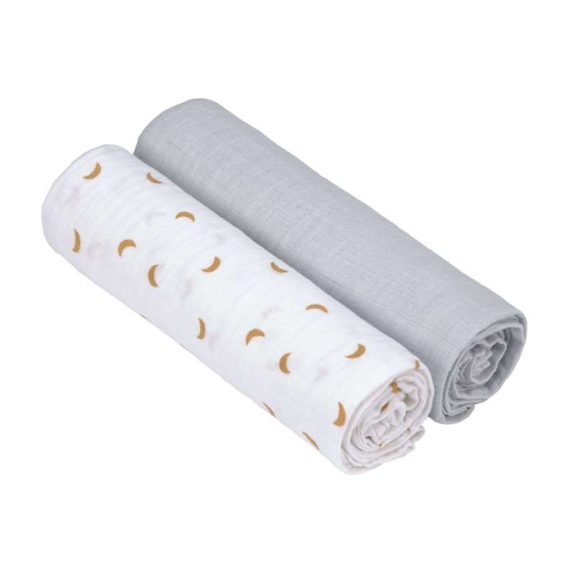 LÄSSIG Mulltücher Swaddle & Burp Blanket Adventure Traktor 2er Set liegend