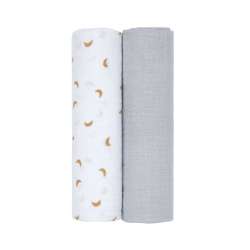 LÄSSIG Mulltücher Swaddle & Burp Blanket Adventure Traktor 2er Set stehend