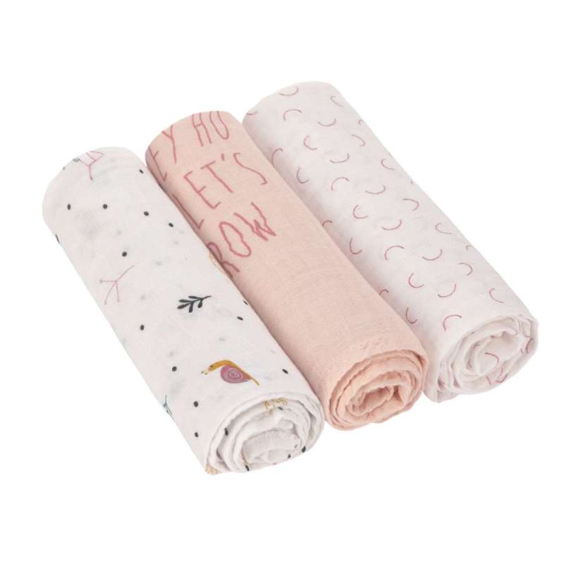 LÄSSIG Mulltücher Heavenly Soft Swaddle L 3er Set 80 x 80 cm